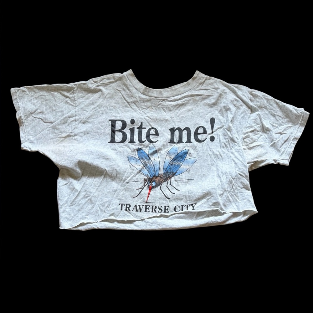 Handmade Cropped Traverse City Bite Me Tee